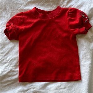 Vintage Red Oshkosh Kids Shirt with Bear Design and puff sleeves